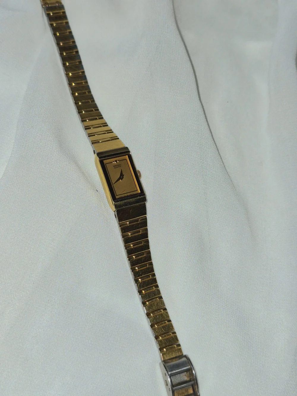 Seiko Women’s Gold-Tone Rectangular Bracelet Watch